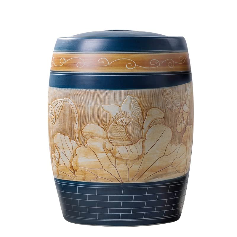 Vintage Ceramic Rice Dispenser - 5kg (11 lbs) Airtight Grain Storage Container for Rice, Soybeans, Dog Food & Corn | Retro Kitchen Organizer for Pantry, Restaurant & Home Use