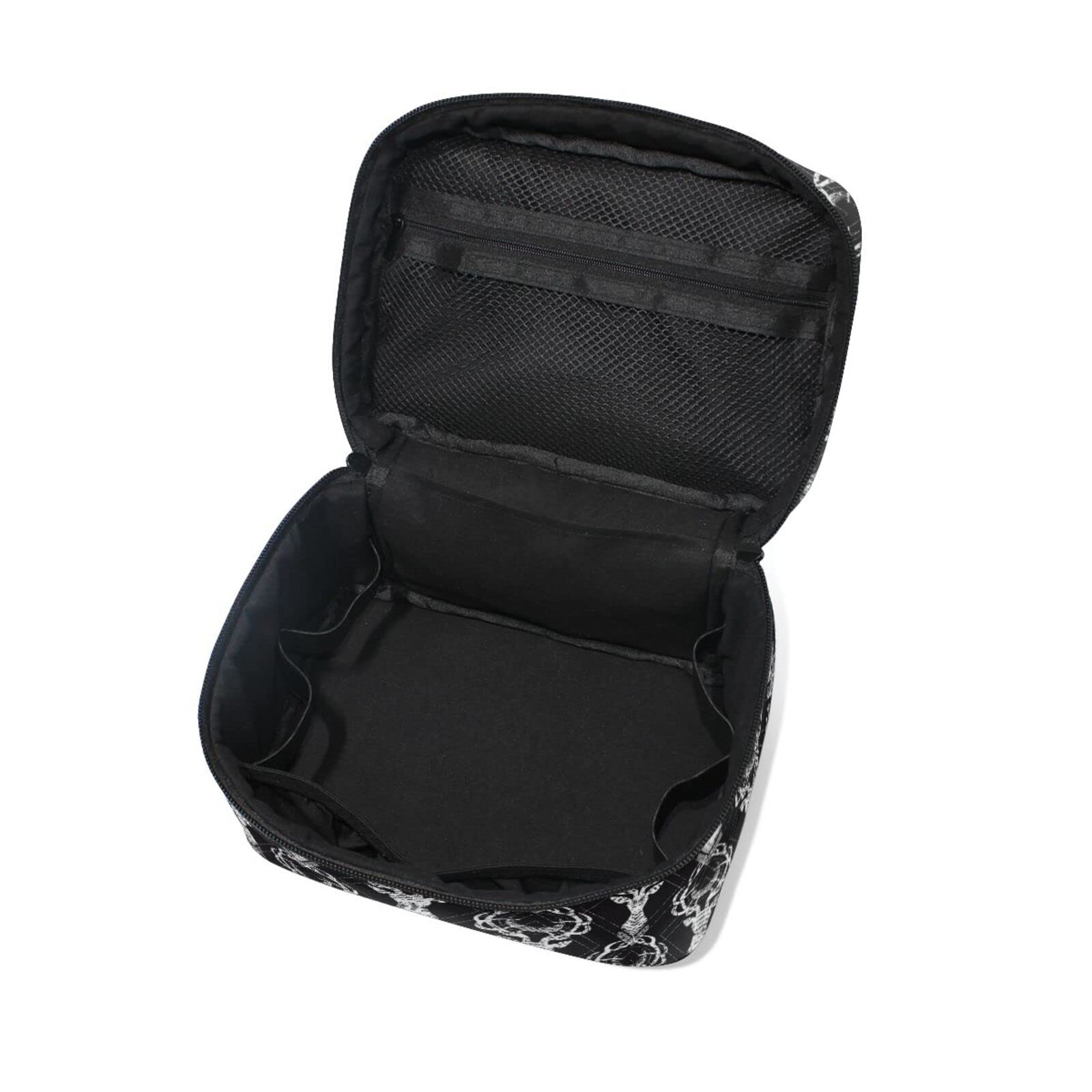 Deer Print Black Cosmetic Bag for Women - Waterproof Makeup Pouch & Toiletry Organizer with Zipper - Perfect for Travel, Gym, and Daily Essentials Storage
