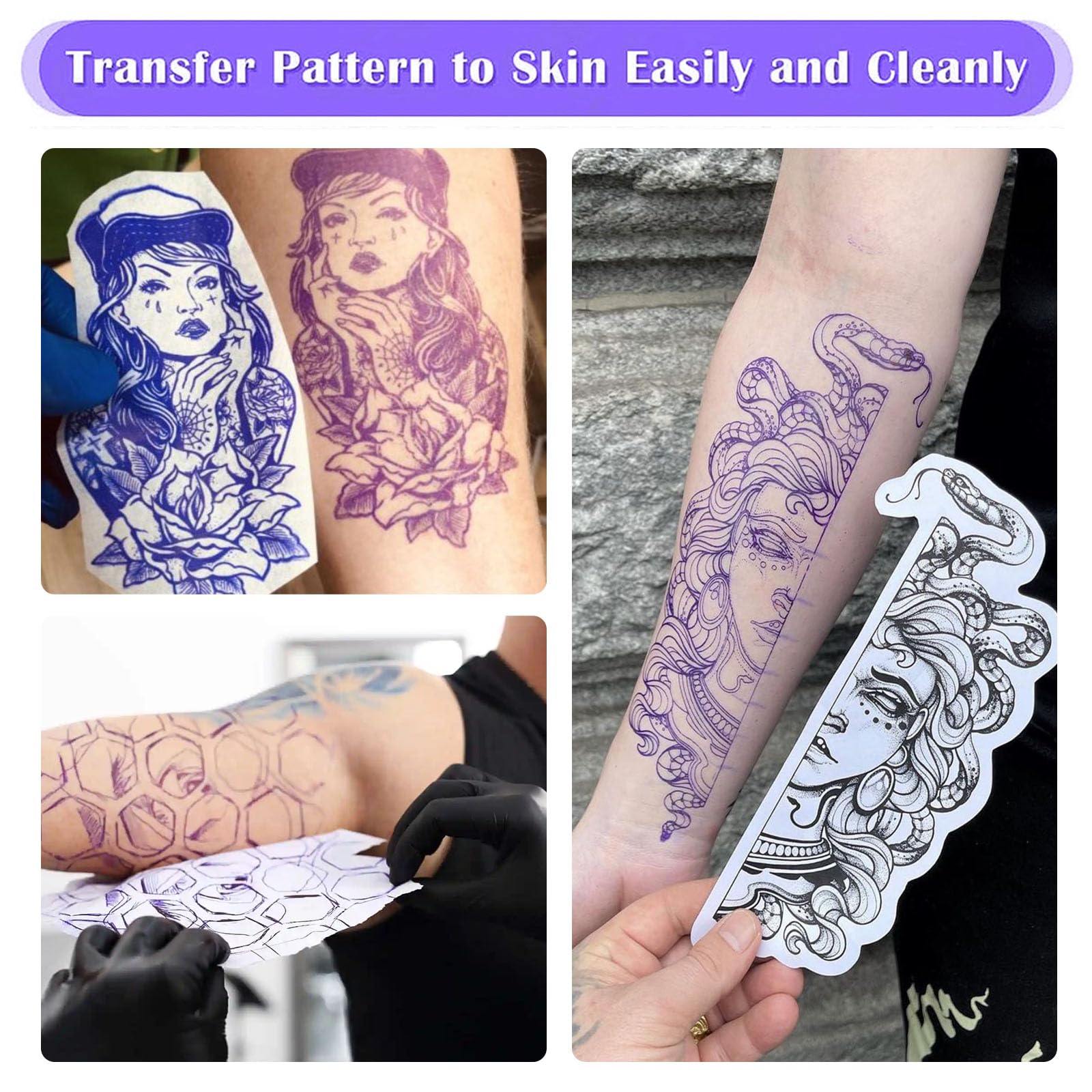 Usiriy Tattoo Stencil Transfer Paper - 25 Sheets Thermal Tracing Paper for Tattoo Artists, A4 Size 4-Layer Printable Temporary Tattoo Transfer Kit | Perfect for Professional Tattooing, Skin Art & DIY Temporary Tattoos