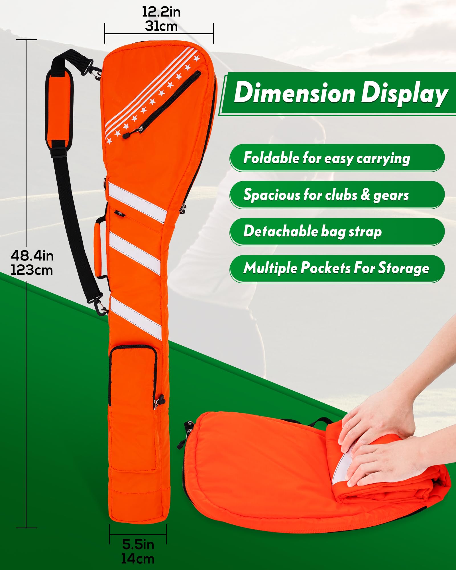 Lightweight Foldable Golf Sunday Bag for Driving Range & Practice - Big Teeth Design, Shoulder Strap, Multi-Color Options | Perfect for Par 3 Courses, Club Storage & Travel