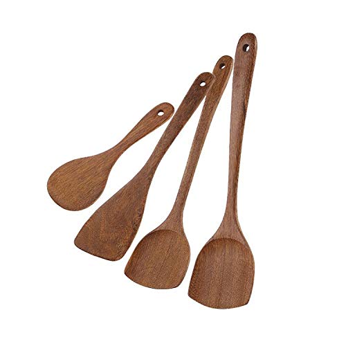 Premium Wooden Cooking Spoon Set - Non-Stick Kitchen Utensils for Baking, Stirring & Serving - Eco-Friendly Wooden Spatula & Shovel Tools for Home Cooks & Professional Chefs - Perfect for Sauteing, Mixing Batters & Serving Dishes
