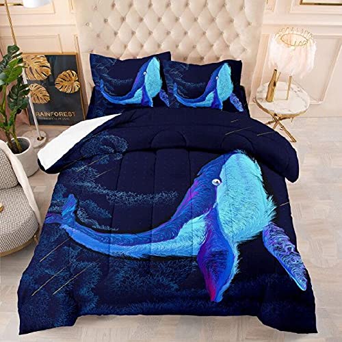 Seafloor Shark Comforter Set Twin Size - Soft Microfiber Bedding Set with 1 Comforter & 1 Pillowcase for Kids, Teens, Boys & Girls | Ultra Soft Quilt for Bedroom, Dorm Room or Sleepover
