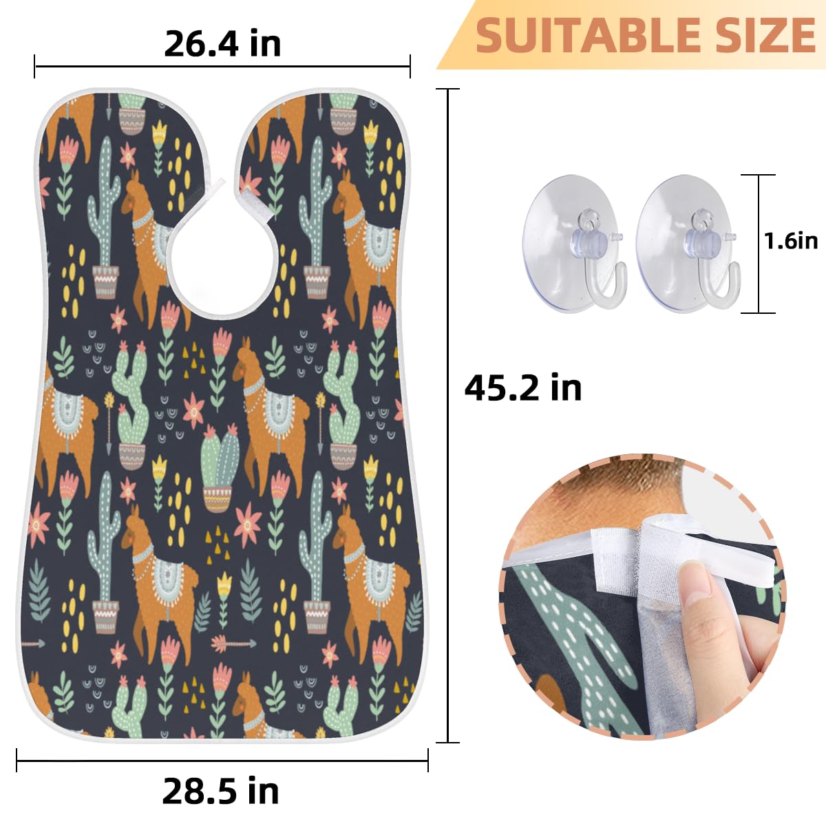 Non-Stick Beard Apron with Suction Cups - Llama Cactus Flower Beard Bib for Men Shaving & Grooming | Waterproof Hair Catcher Cape for Barbershop, Home Use | Perfect Gift for Husband, Dad, Birthday