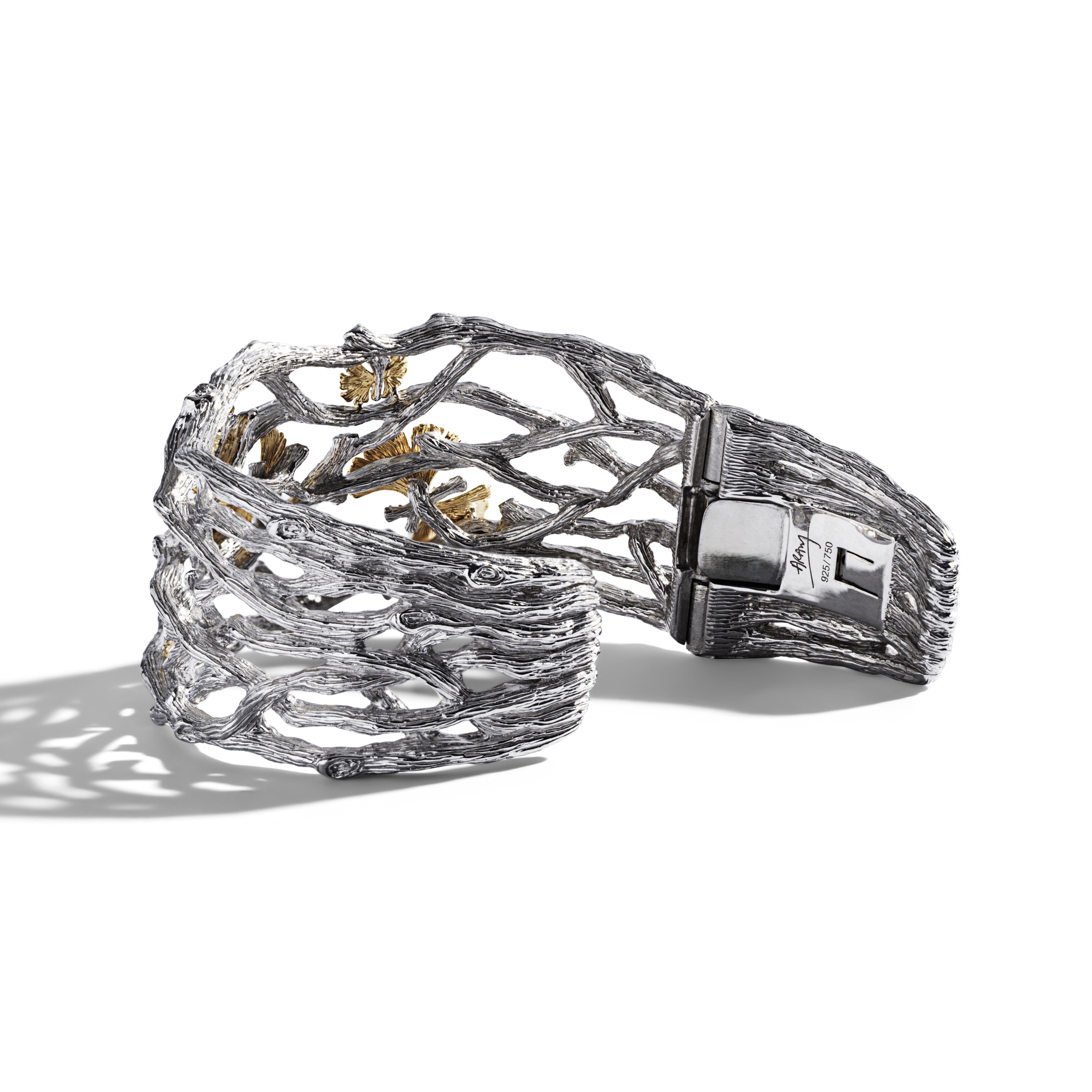 Elegant Butterfly Ginkgo Leaf Cuff Bracelet with Diamonds - Perfect for Women's Evening Wear & Special Occasions
