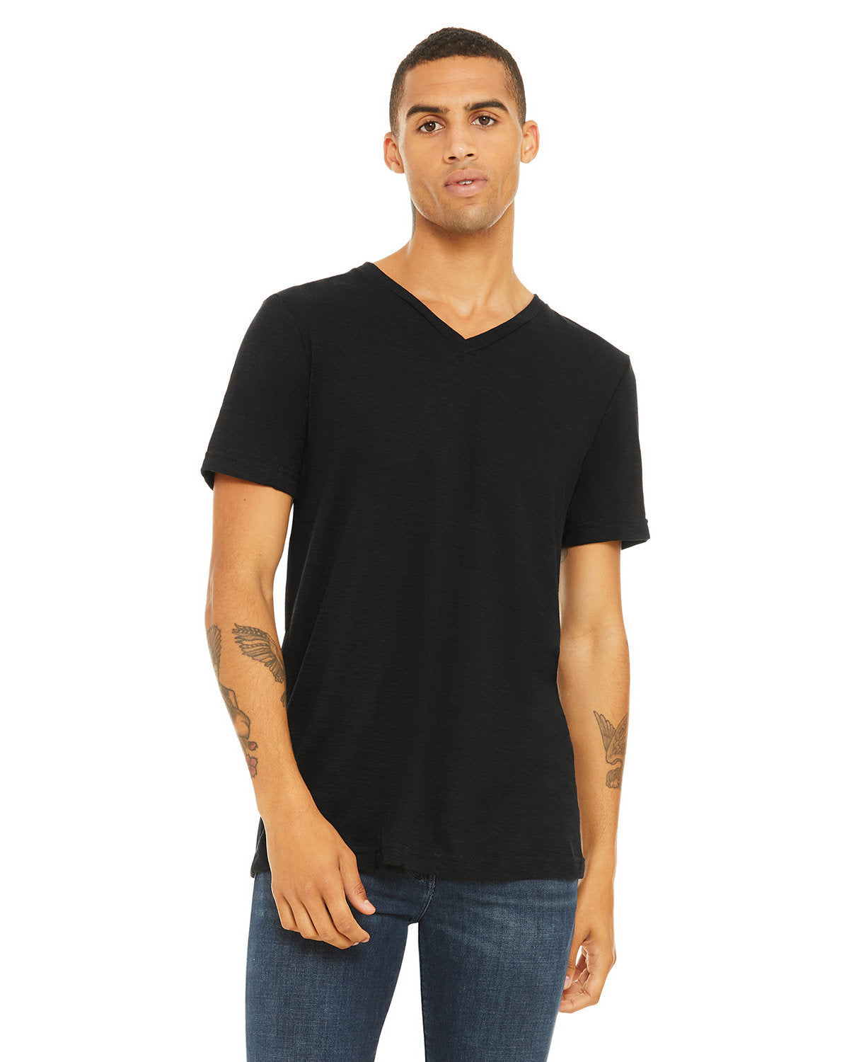 Bella + Canvas 3655C Unisex Textured Jersey V-Neck T-Shirt - Soft Cotton Tee for Men & Women - Perfect for Casual Wear, Layering, and Everyday Comfort