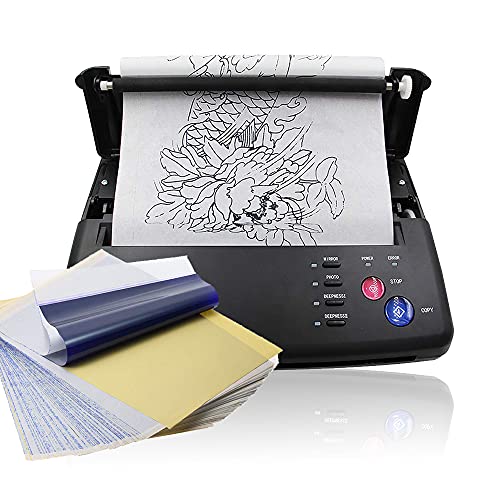 Beoncall Black Thermal Copier Tattoo Transfer Stencil Machine with 20 Transfer Papers - Professional Tattoo Printer for Artists & Beginners - Perfect for Tattoo Shops, Home Studios & DIY Tattoo Designs