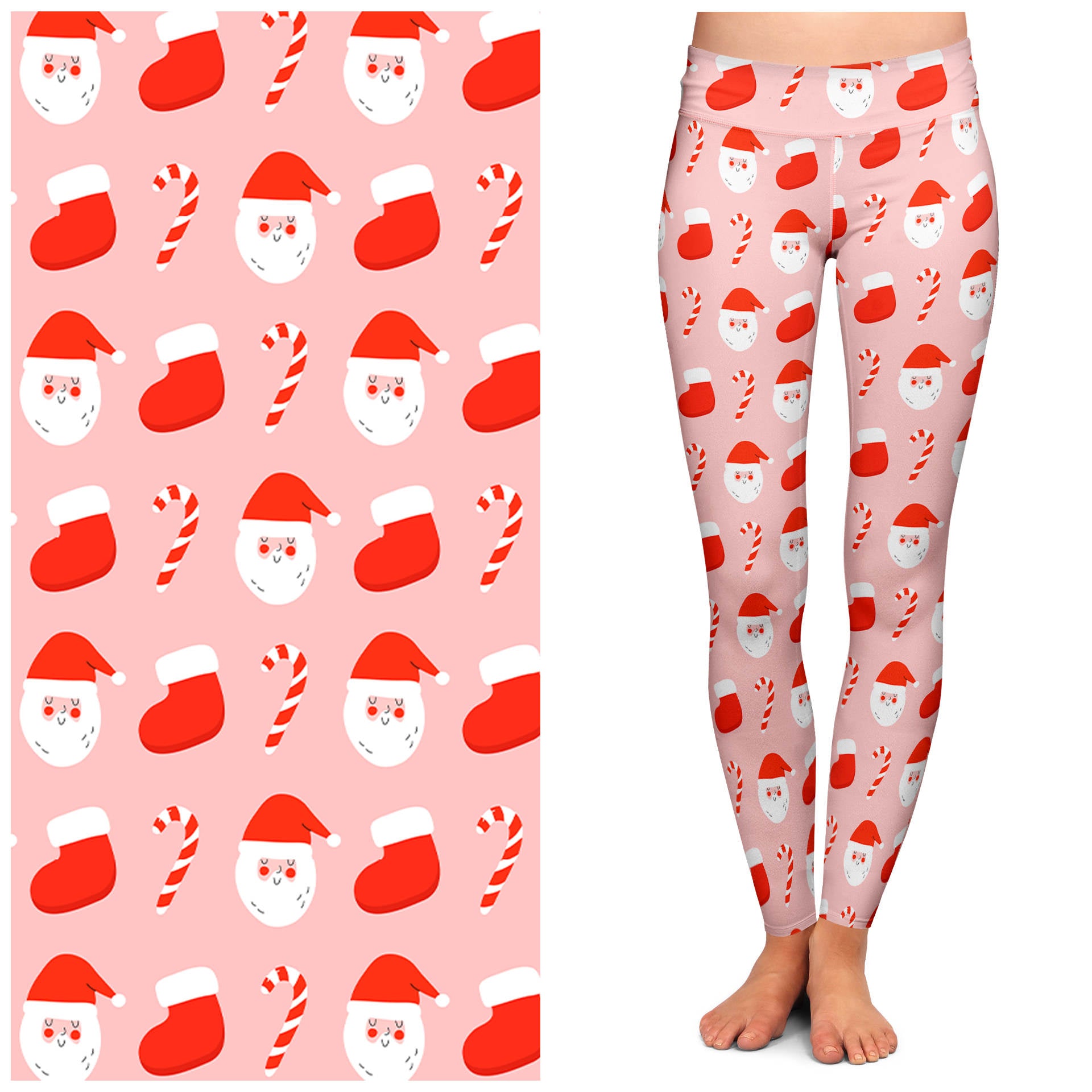 Jolly Santa Buttery Soft Leggings for Women - Christmas Holiday Themed Yoga Pants by Lipstick & Chrome - Perfect for Festive Workouts, Holiday Parties & Cozy Winter Lounging