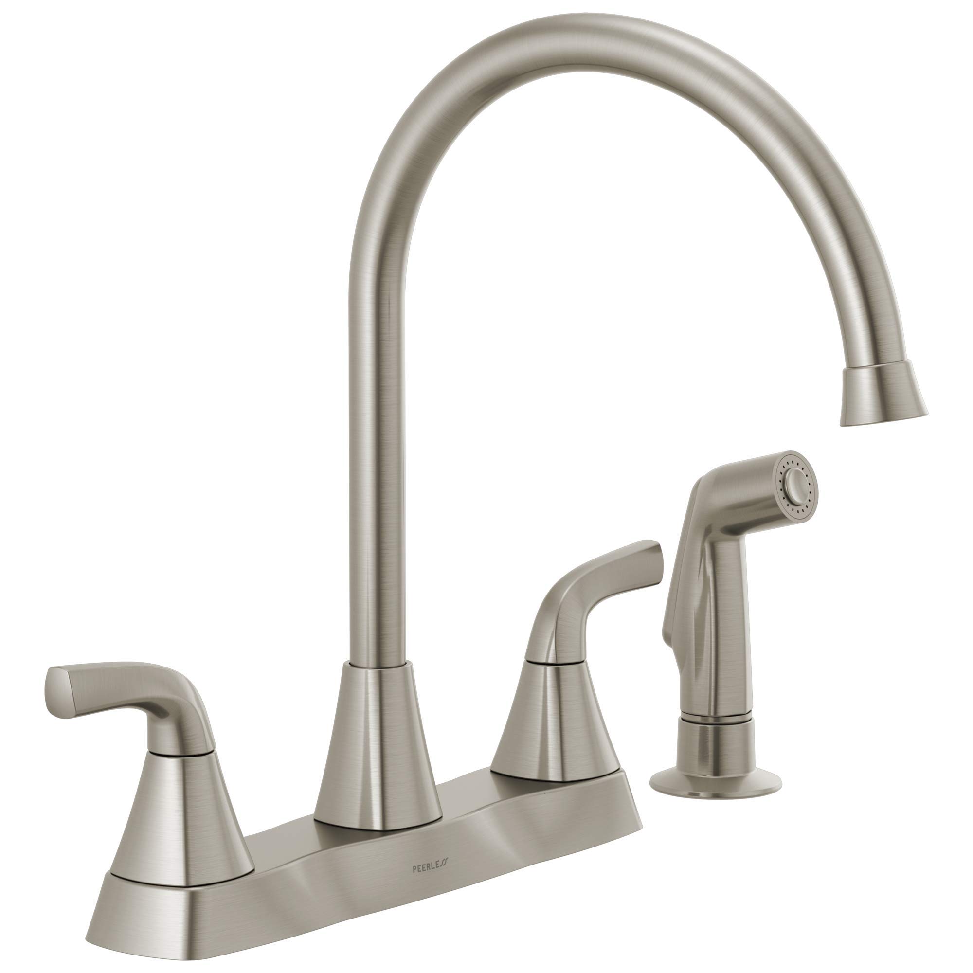 Peerless P2835LF-SS Parkwood Two Handle Kitchen Faucet with Side Spray in Stainless Steel - Perfect for Modern Kitchens and Easy Dishwashing