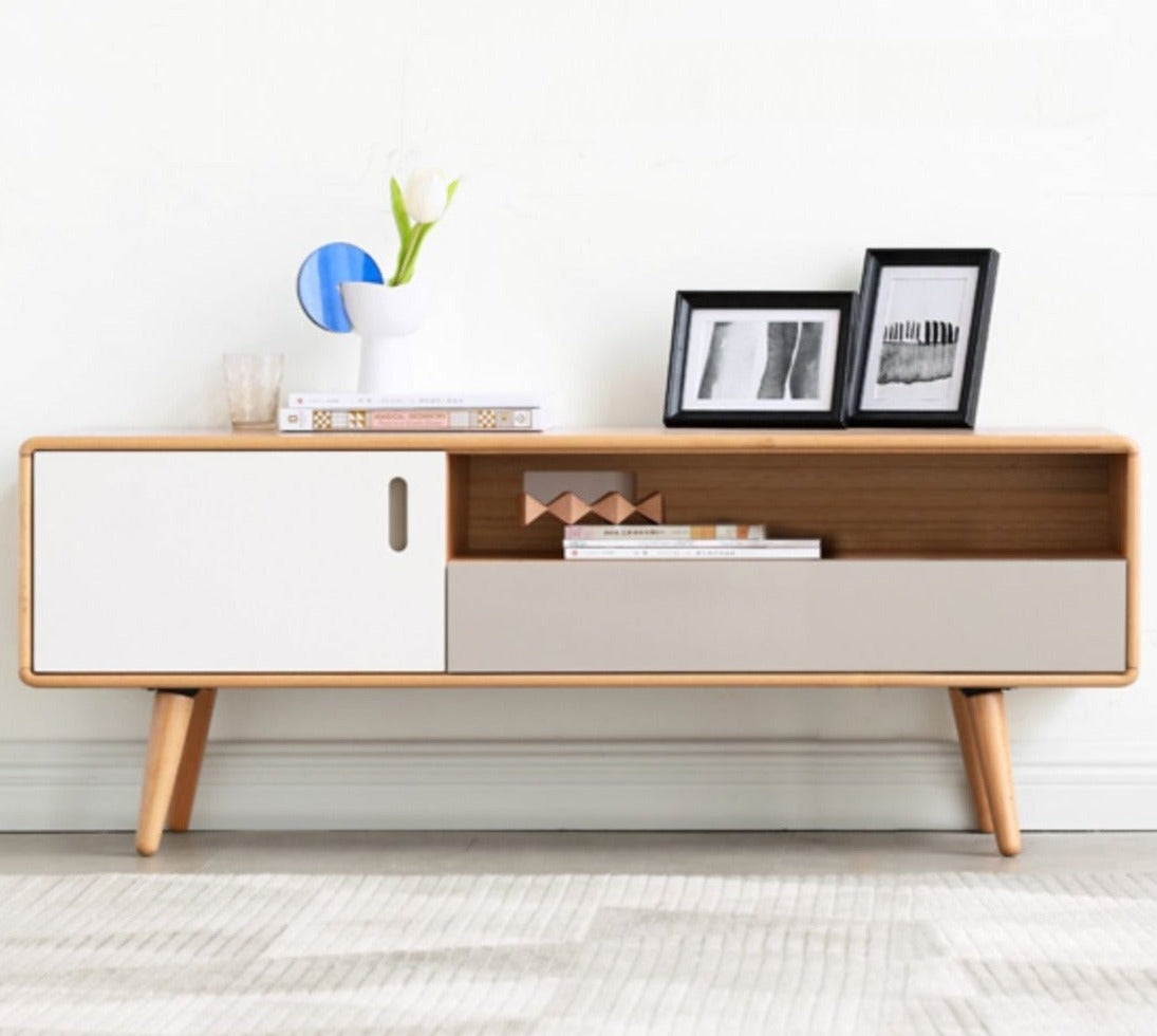 Solid Oak Wood TV Stand - Small Size with Multiple Style Options - Perfect for Living Room, Bedroom & Home Theater Setup