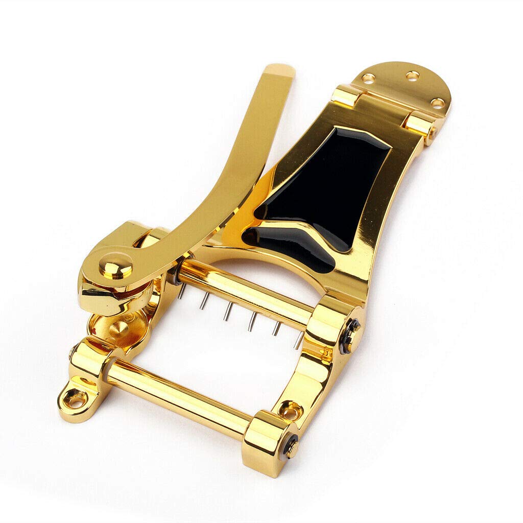 Premium Golden Tremolo Vibrato Bridge Tailpiece for Archtop & Les Paul Guitars - High-Quality Guitar Parts for Smooth Vibrato Effects - Perfect for Jazz, Blues, and Rock Performances