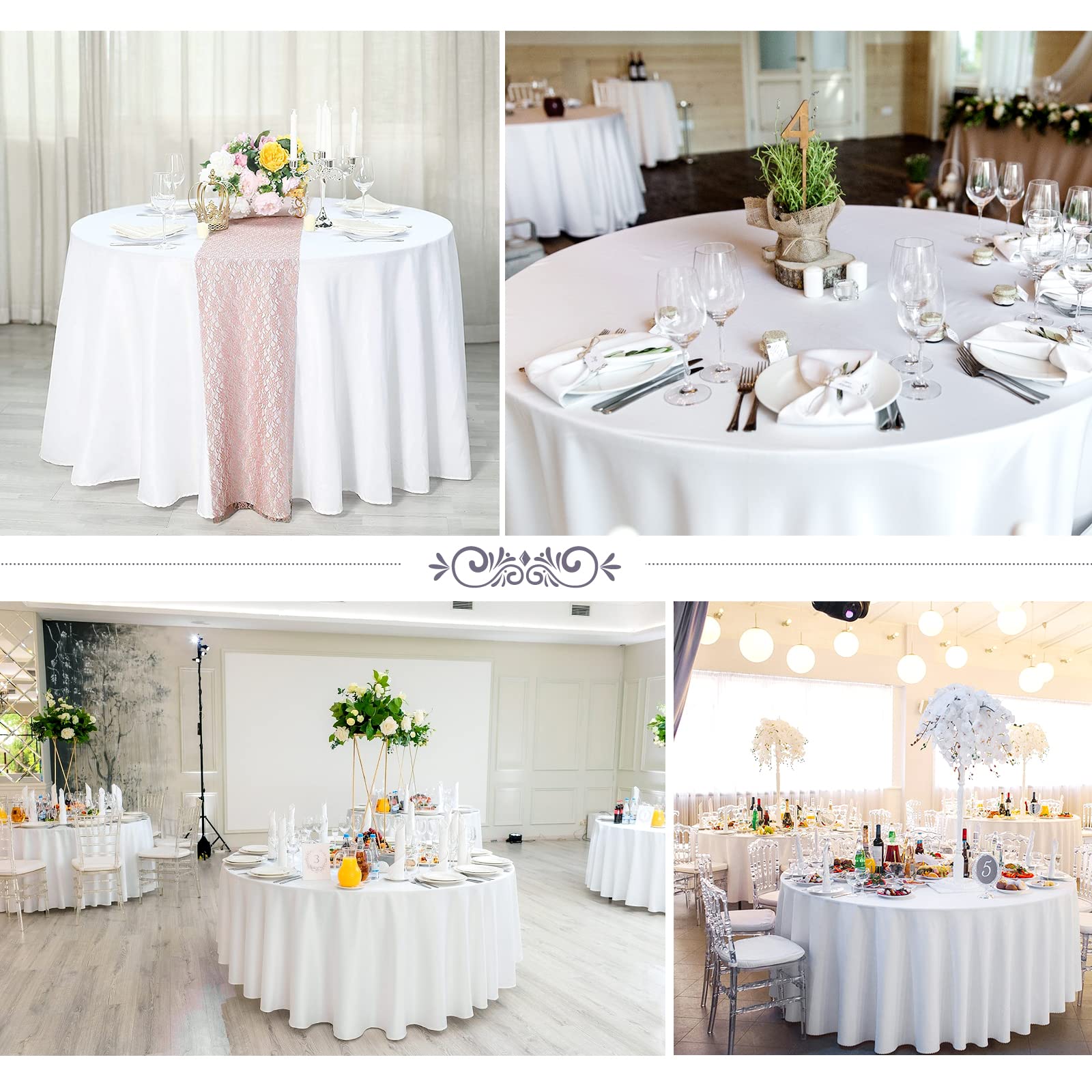 YMHPRIDE 6 Pack 120 Inch Round Tablecloth Set - Premium White Polyester Washable Table Covers for Wedding, Party, Dining, Banquet - Perfect for Indoor and Outdoor Events, Restaurant Decor, Holiday Gatherings