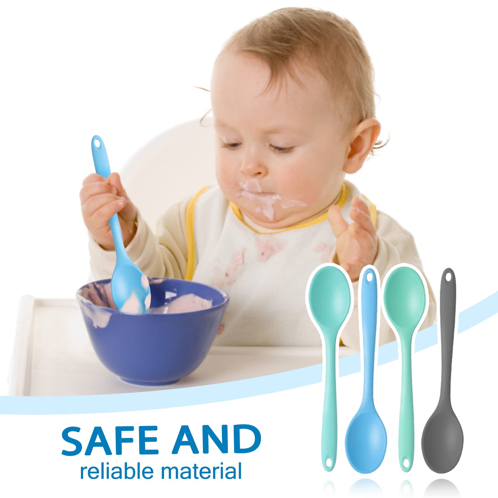 4-Piece High Heat Resistant Silicone Nonstick Cooking Spoon Set - Mixing, Baking, Stirring & Scraping Utensils for Kitchen - Perfect for Cake Batter, Cookie Dough & Sauce Preparation