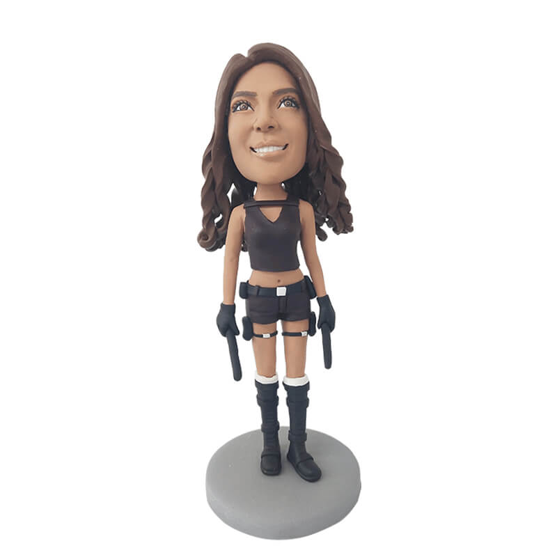 Custom Tomb Raider Bobblehead - Lara Croft Collectible Figurine for Gamers & Fans | Perfect for Office Desk Decor, Gaming Room Display, and Gift Giving