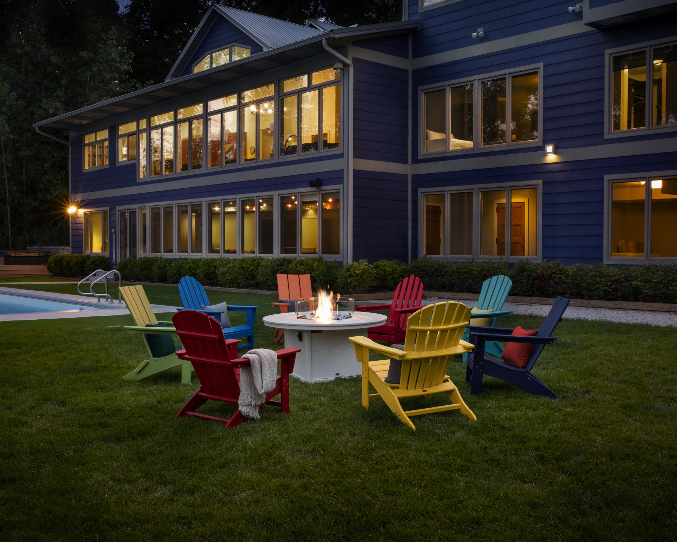 POLYWOOD AD420MA Modern Adirondack Chair - Durable Outdoor Furniture, Weather-Resistant Mahogany Finish - Perfect for Patio, Garden, Poolside & Backyard Relaxation