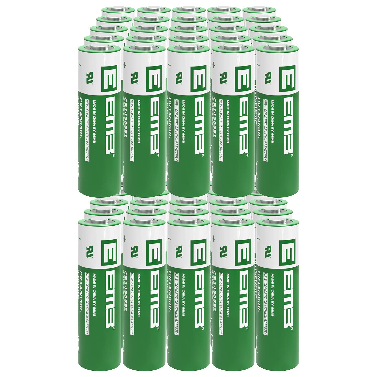 50-Pack EEMB AA 3V Lithium Batteries - Non-Rechargeable 3V CR14505 1800mAh Single-Use Li-MnO₂ Batteries (UL Certified) - Perfect for Security Cameras, Digital Thermometers & WiFi Oil Tank Gauges - Long-Lasting Power Supply for Home & Office Devices