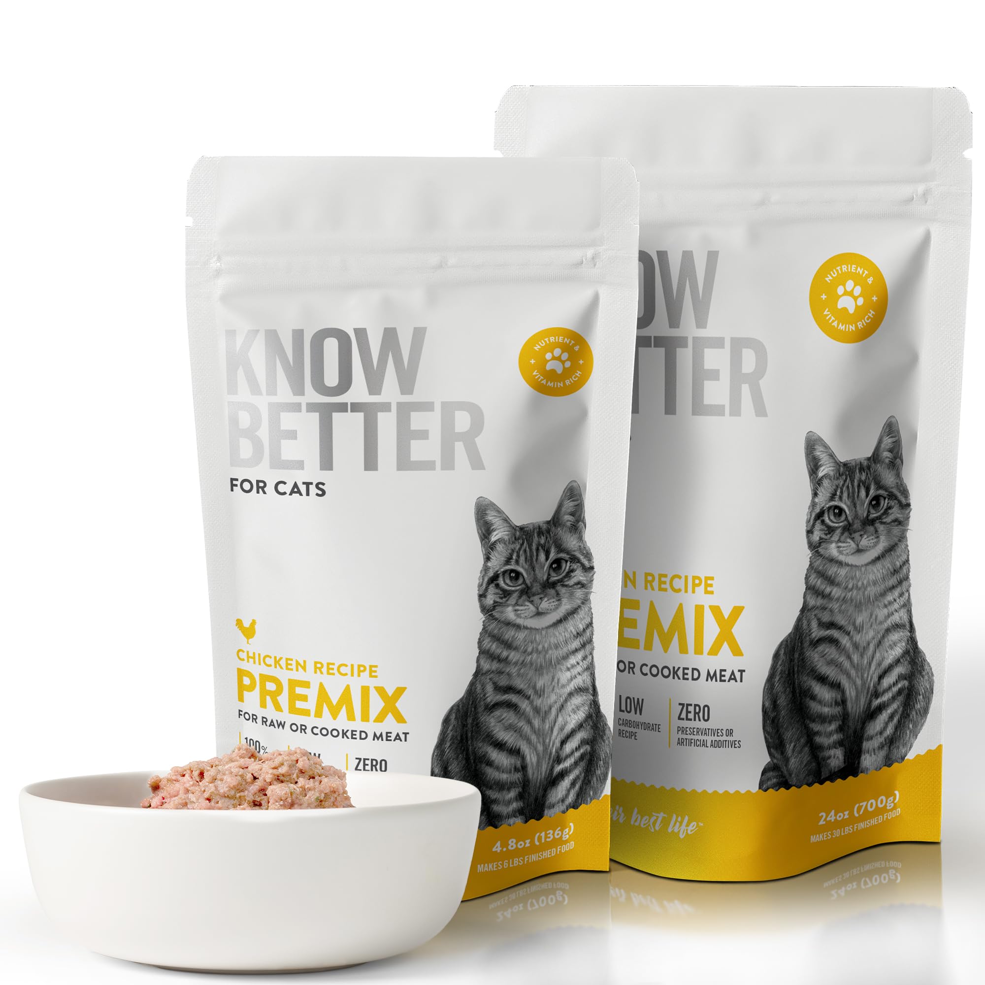 Know Better for Cats – All Natural RAW Cat Food Premix, Grain Free Chicken Recipe Supplement for Homemade Cat Food | Holistic Veterinarian Approved, No Artificial Additives | Perfect for Picky Eaters & Sensitive Stomachs