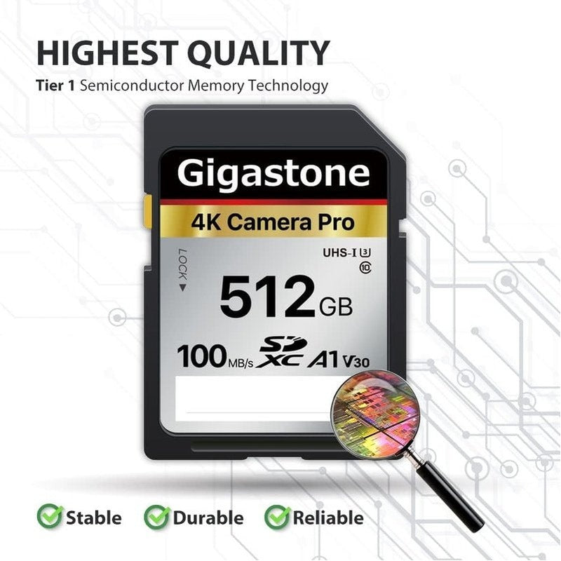 Gigastone 16GB 64GB 512GB SDXC Memory Card - High Speed Class 10 UHS-I for Camera, DSLR, Drone, and Gaming - Reliable Storage for Photos, Videos, and Files