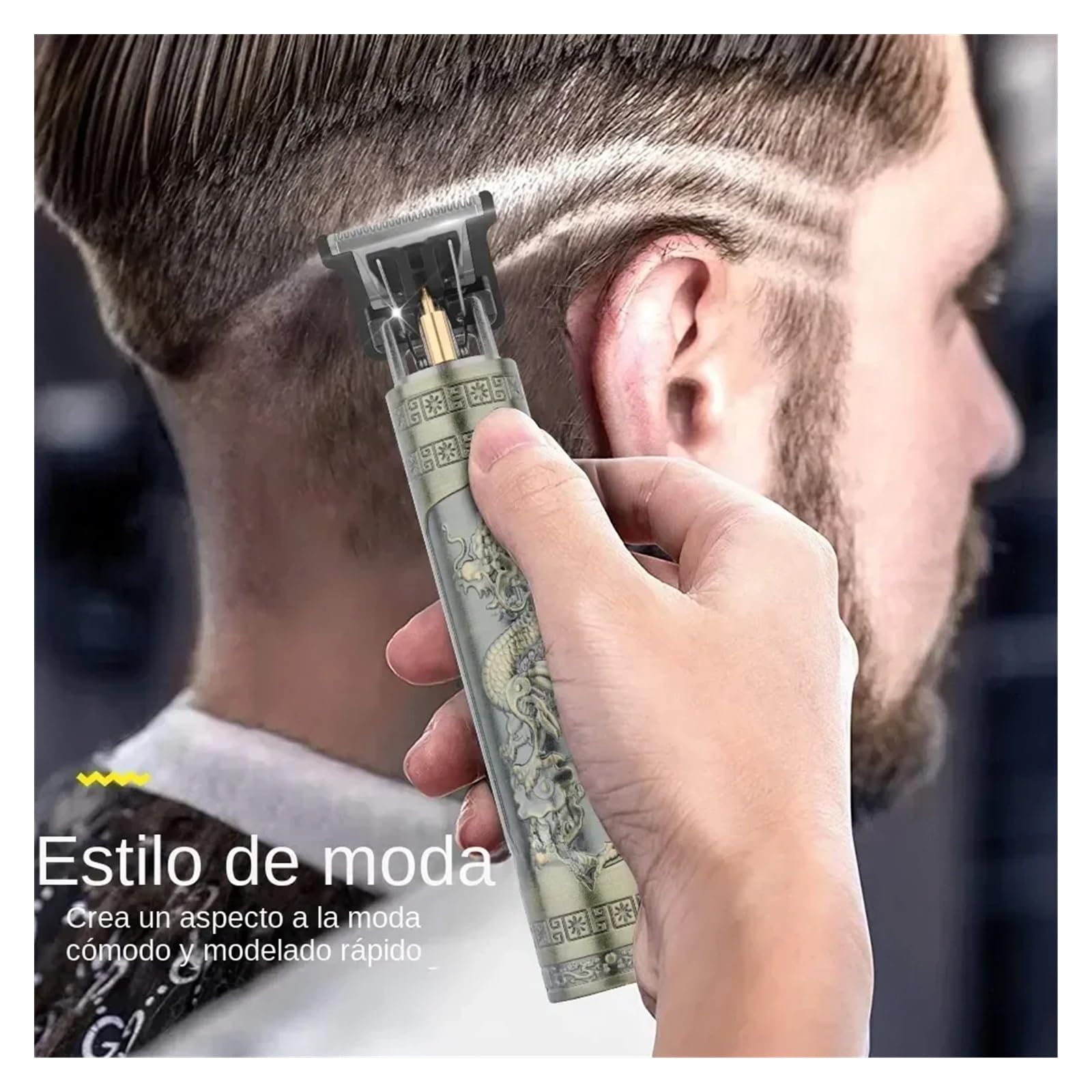 Professional T9 Vintage Electric Hair Clipper - Rechargeable Men's Hair Trimmer & Beard Shaver for Barber & Home Use | Buddha Design | Perfect for Grooming, Styling & Personal Care