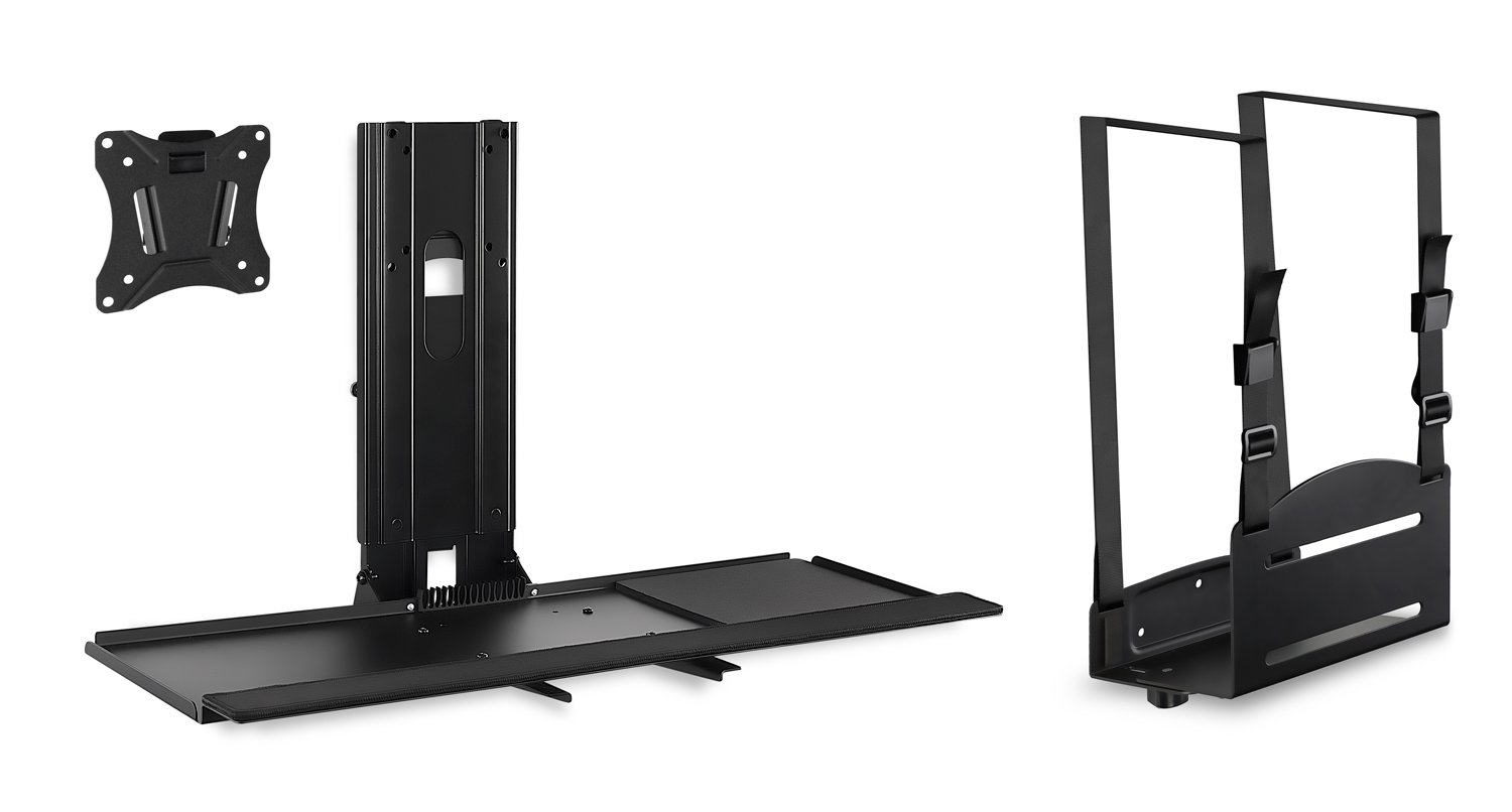 Mount-It! Adjustable Monitor & Keyboard Wall Mount with CPU Holder - 25