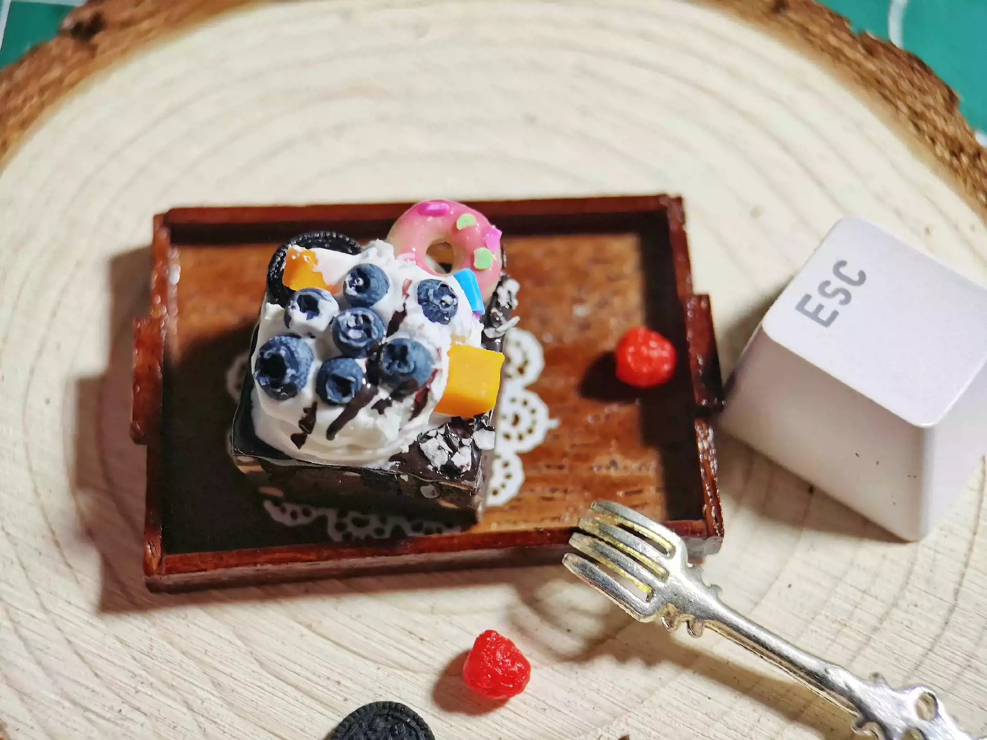 Handmade Resin Clay Food Collection Keycaps - Custom Stone Plastic Clay Artisan Keycaps for Mechanical Keyboards | Unique Keyboard Decor for Gaming & Office Use