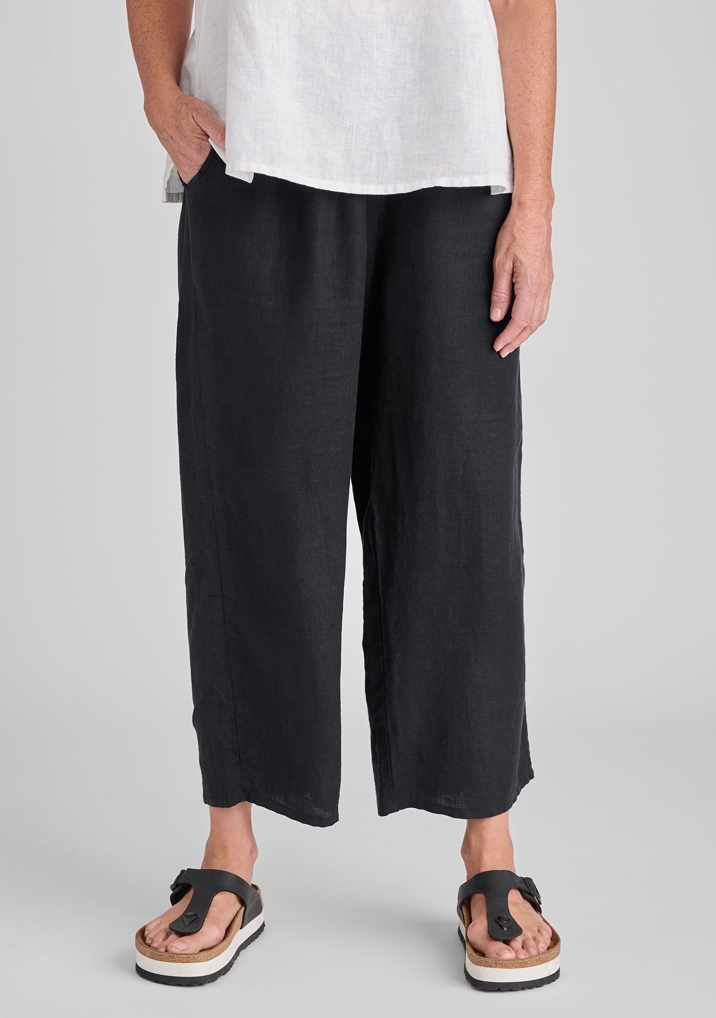 Floods Linen Pants with Elastic Waist - Comfortable Summer Casual Pants for Women, Lounge Wear, Travel & Beach