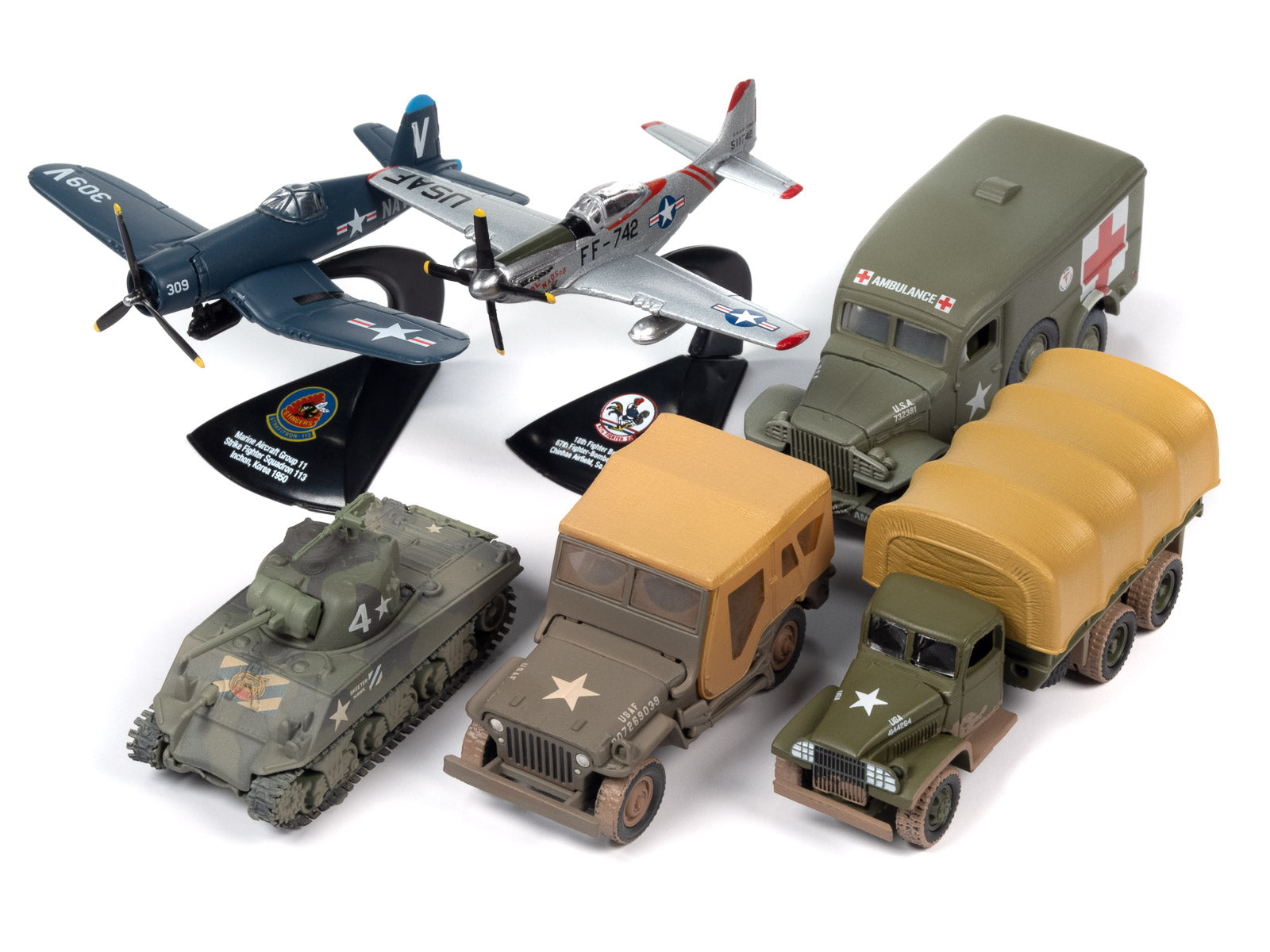 Johnny Lightning Limited Edition 2000pcs Korea: The Forgotten War Military Diecast Model Set (6-Piece) 2023 Release - Collectible Display for History Buffs & Military Enthusiasts