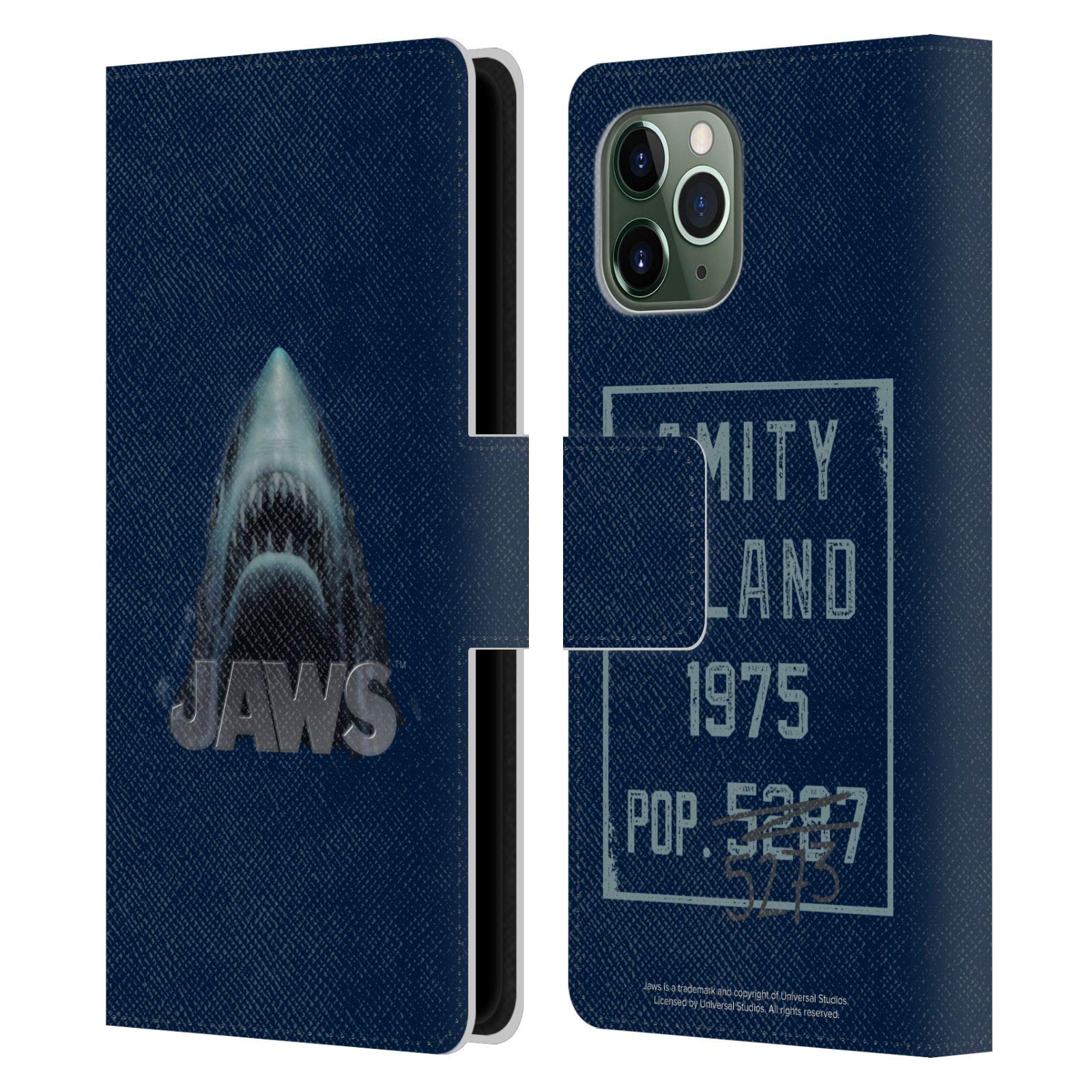 Head Case Designs Jaws Illustration Leather Book Wallet Case Cover for Apple iPhone 11 Pro - Perfect for Travel and Daily Use
