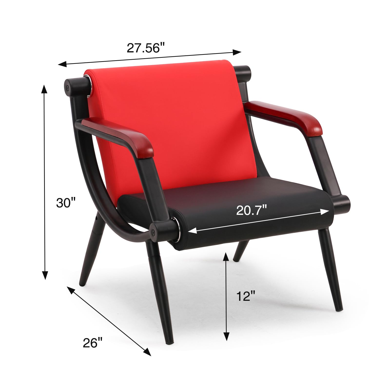 Premium Waiting Room Chairs - Leather Reception Chairs with Arms for Office, Clinic, Airport, Hospital, Barber Salon & Bank | Comfortable Seating Solution in Red & Black | Perfect for Professional Spaces & High-Traffic Areas