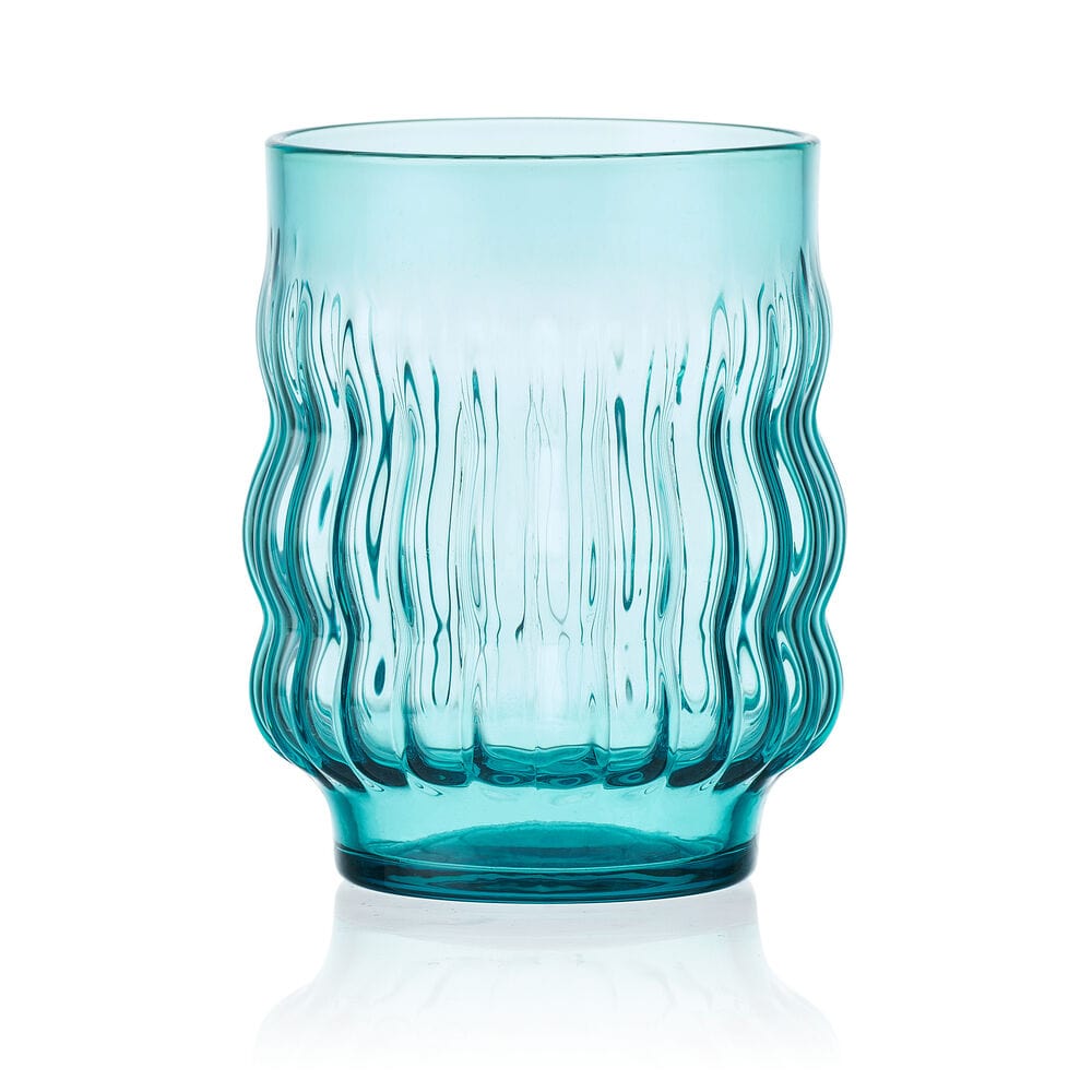 Set of 4 Blue Waves Stackable Double Old Fashioned Glasses - Perfect for Cocktails, Whiskey & Home Bar Decor