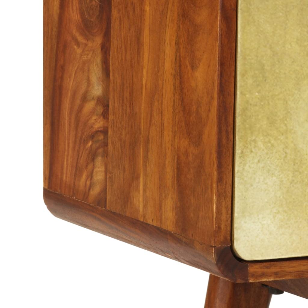 Mid-Century Modern TV Stand for TVs up to 50 Inch - Solid Sheesham Wood Entertainment Center with Storage (47.2