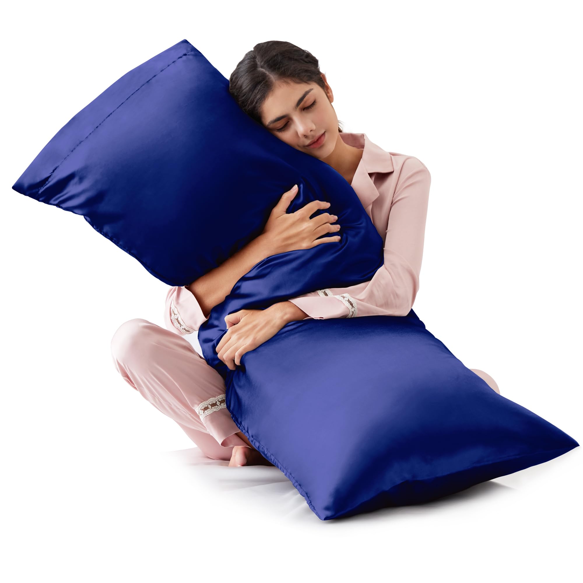 Love's Cabin Navy Blue Satin Body Pillow Cover 20x54 Inches - Soft Cooling Pillowcase with Envelope Closure for Hair & Skin Care - Silky Smooth Like Silk - Perfect for Sleeping, Travel & Home Comfort