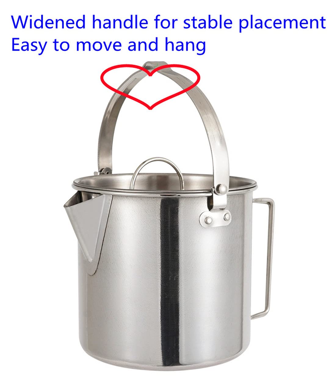 Stainless Steel Camping Kettle - 1.2L Outdoor Hanging Pot for Mountaineering, Picnics & Coffee Brewing | Portable Cookware for Backpacking, Hiking & Outdoor Adventures