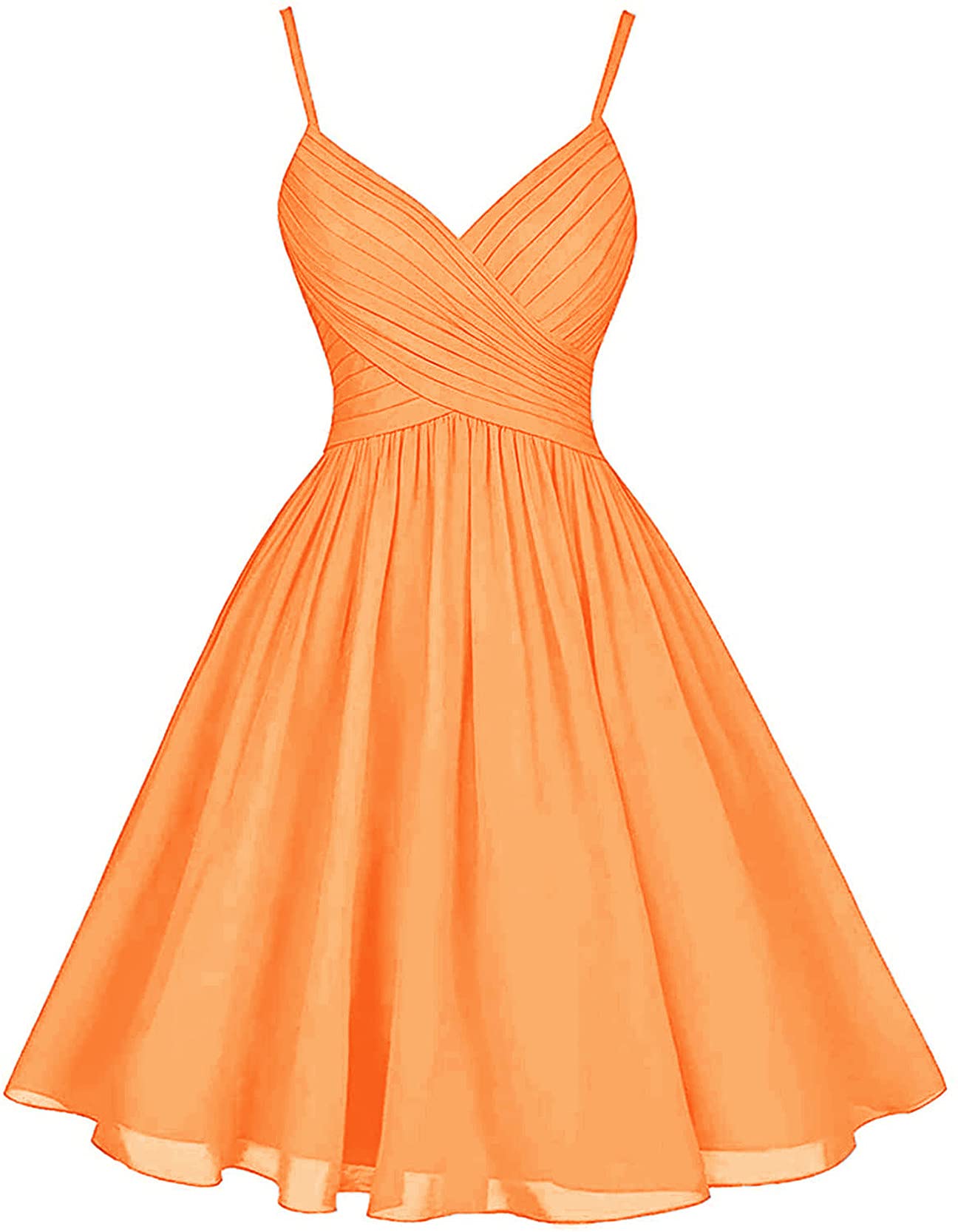 Elegant V-Neck Chiffon Homecoming Dress for Women - Spaghetti Strap Formal Prom Gown with Pockets | Perfect for Wedding Guest, Evening Party & Special Occasions