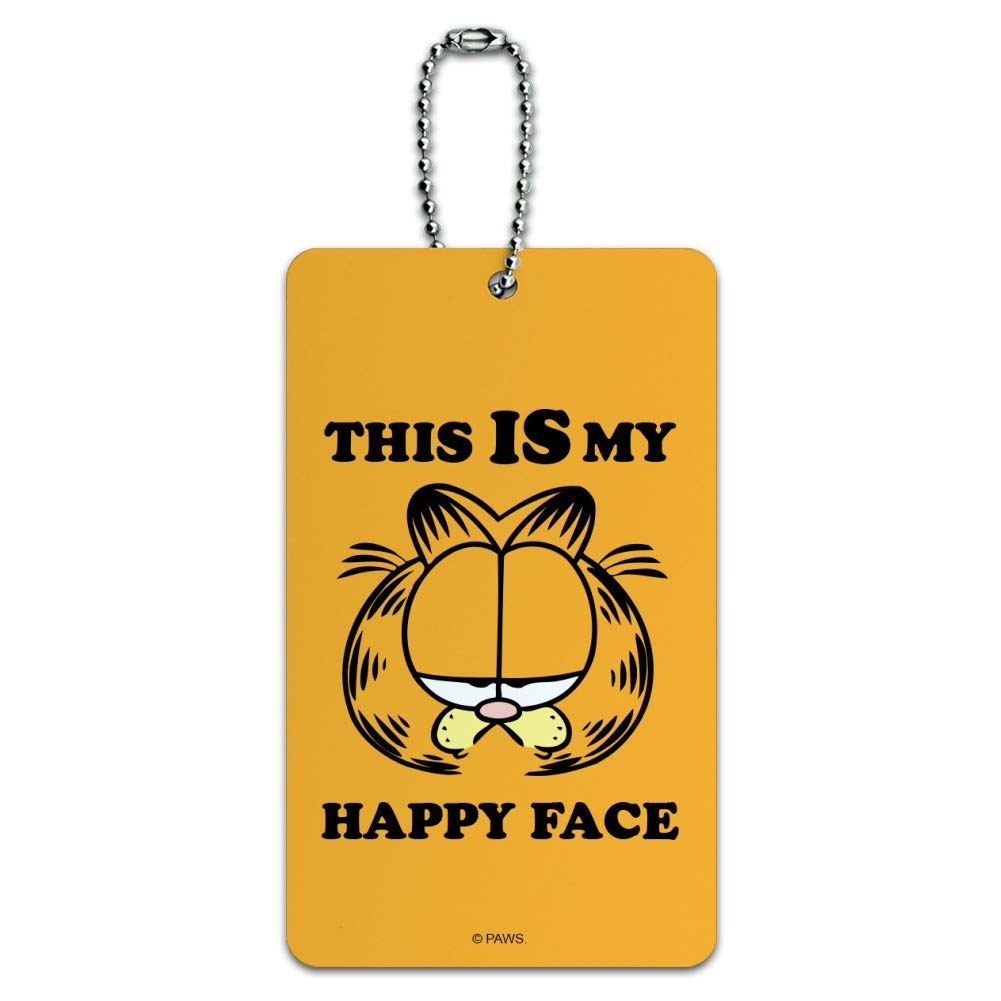 Garfield 'This is My Happy Face' Luggage Tag - Cute Carry-On ID Tag for Suitcases & Travel Bags | Perfect for Airports, Vacations & Business Trips