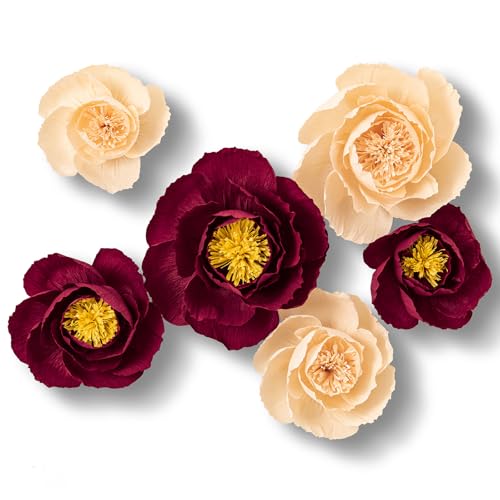 Burgundy+cream;set/6