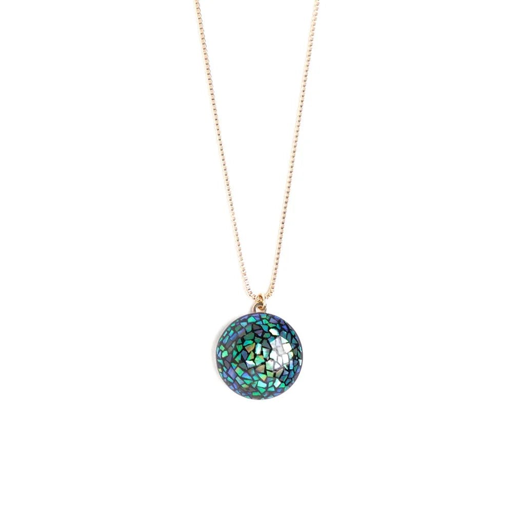 Raden Pendant Necklace with White South Sea Pearl Shell | Traditional Japanese Urushi Lacquer Jewelry for Women | Elegant Gift for Anniversary & Special Occasions