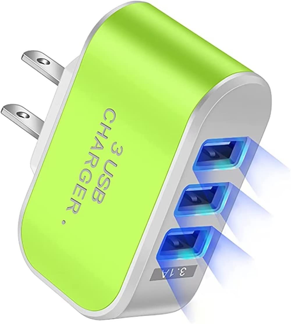 Aioweika 3-Port USB LED Charger - Fast Intelligent Charging Station with Luminous Indicator for iPhone, Samsung, Android Phones - Perfect for Travel, Home & Office Use