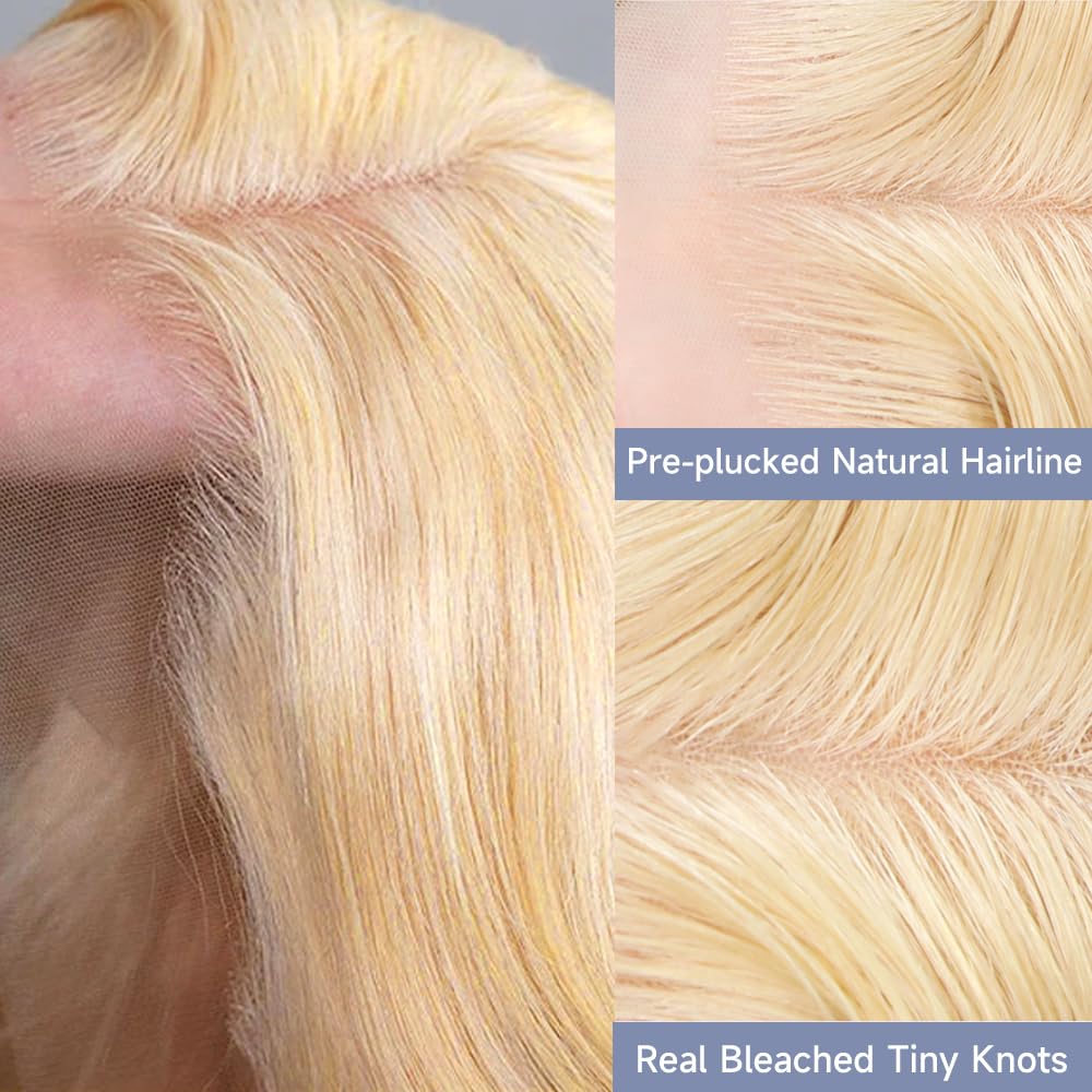 613 Blonde 13x6 Lace Front Wig - 30 Inch Body Wave Human Hair Wig with Pre-Plucked HD Lace & 210 Density | Perfect for Cosplay, Daily Wear, and Special Occasions
