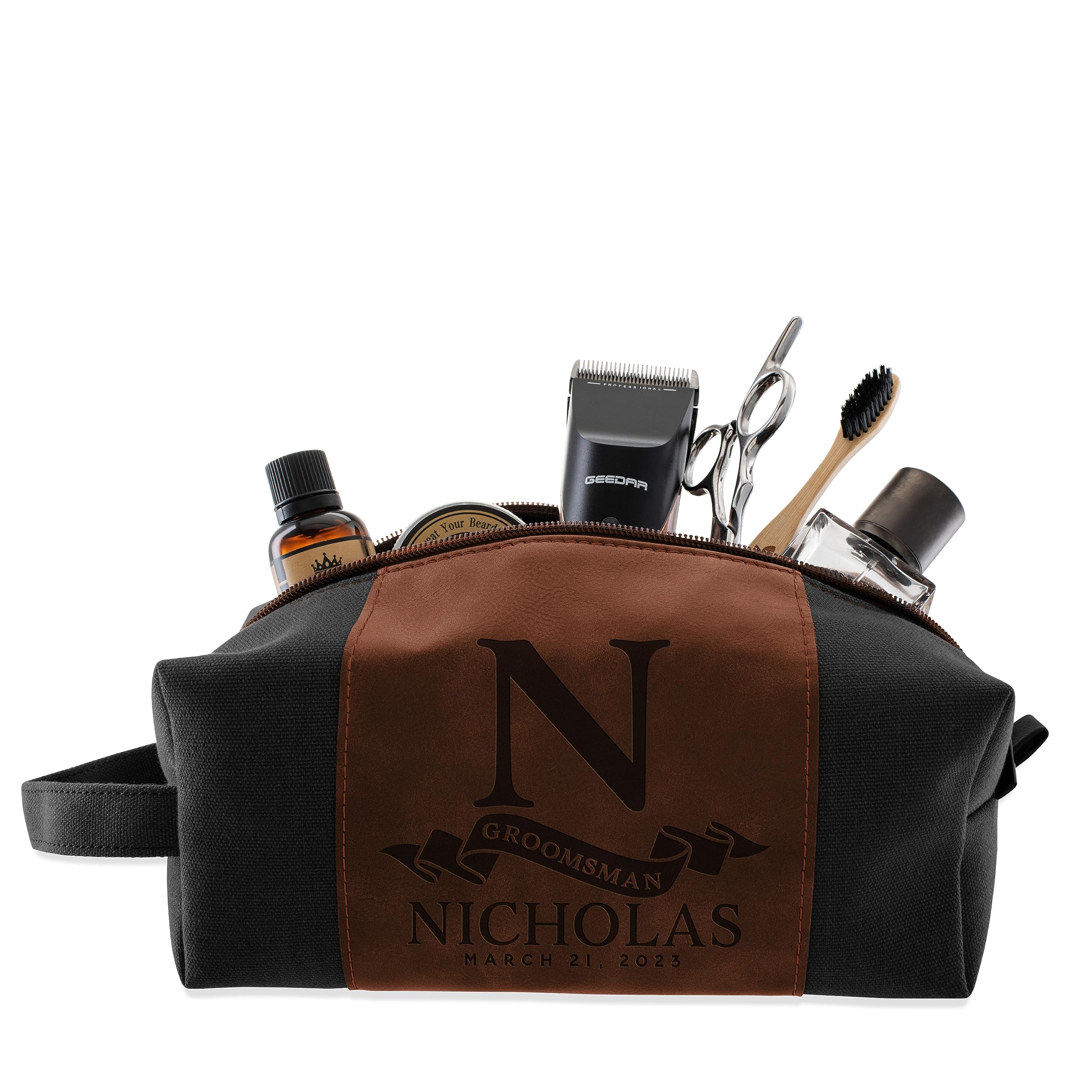 Personalized Groomsmen Gifts for Wedding - Custom Engraved Men's Toiletry Bag Set - Perfect for Bachelor Party, Honeymoon & Travel Essentials