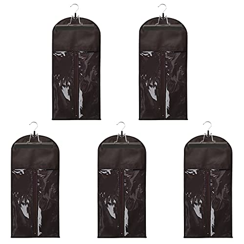 5pcs Coffee Wig Bags+5pcs Black Hangers