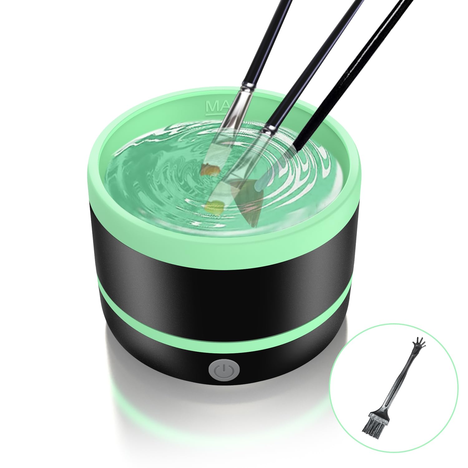 YAGHVEO® Electric Paint Brush Cleaner Rinse Cup - Professional Brush Cleaning Washer for Acrylic, Watercolor, Oil & Gouache Painting | Fast & Efficient Brush Rinser | Perfect for Artists, Hobbyists & Students (Green) - Ideal for Studio, Classroom & Home Art Projects