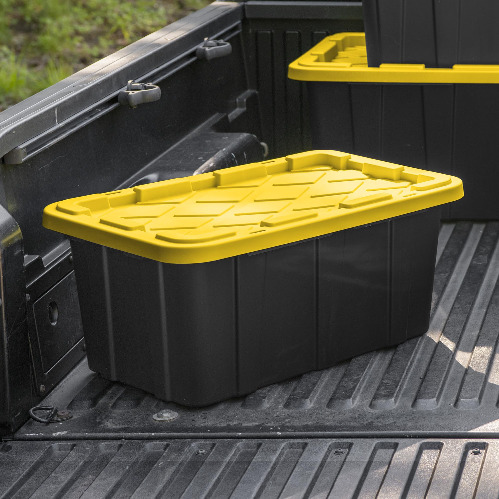 Sterilite 18-Pack Stackable Storage Bins with Lids - 17 Gallon Heavy Duty Plastic Totes in Black & Yellow for Home Organization, Garage Storage, and Moving Supplies