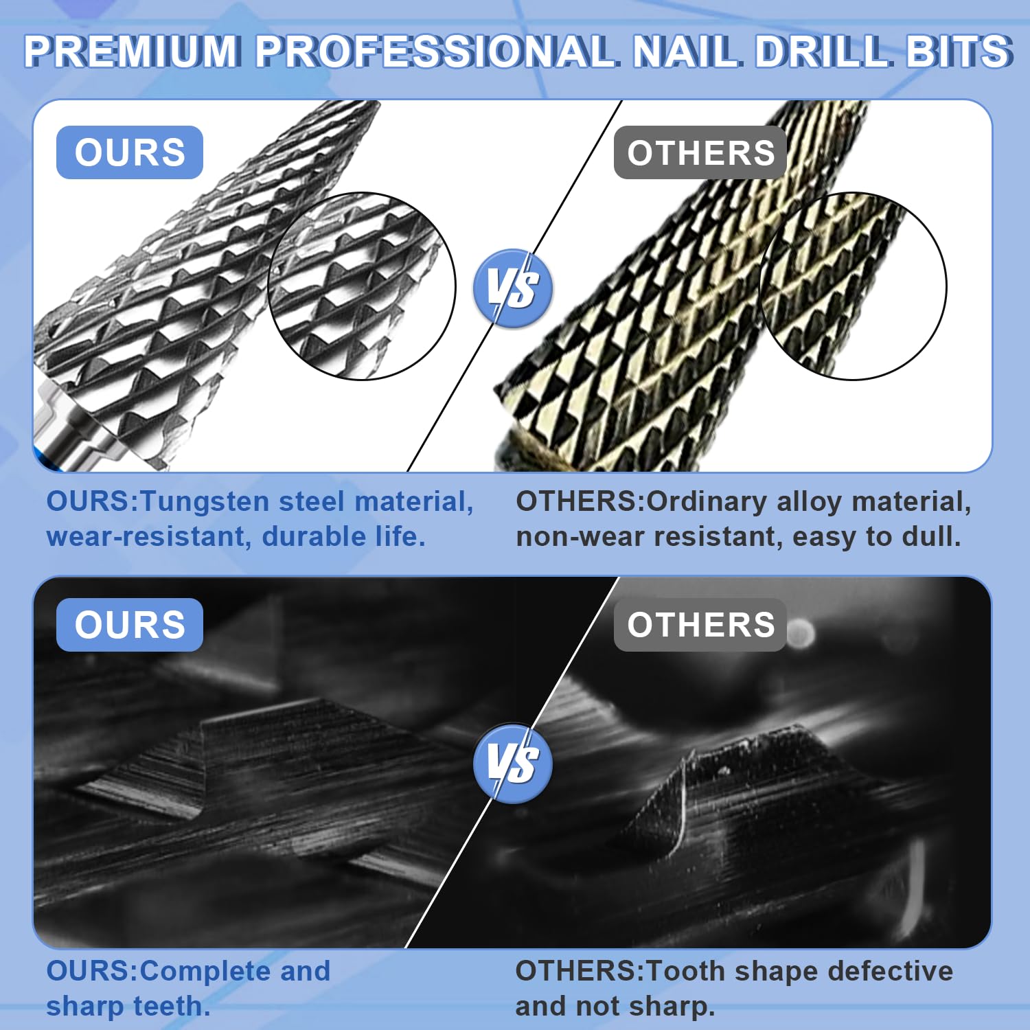 2Pcs Professional Nail Drill Bits Set - 3/32