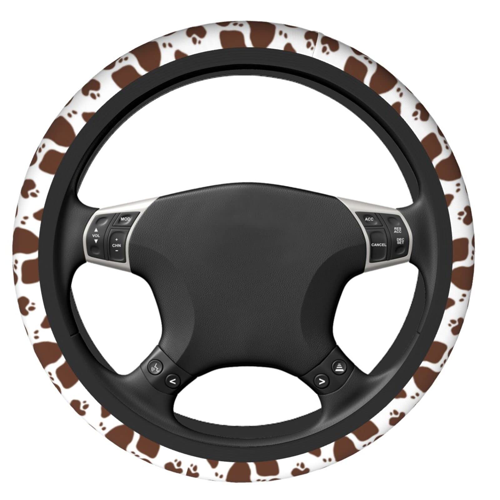 Cute Cow Print Steering Wheel Cover - Universal Fit 15 Inch for Women & Girls - Soft Non-Slip Car Accessories for Comfort & Style - Perfect for Daily Commute, Road Trips & Gift Giving