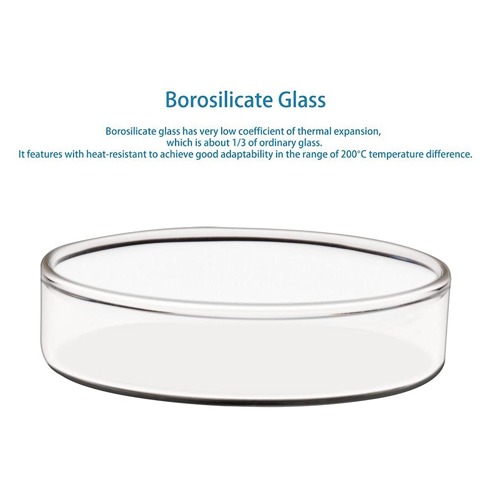 Stonylab 10-Pack Glass Petri Dishes, 60x15mm Autoclavable Borosilicate Glass Cell Culture Dishes with Clear Lid - Ideal for Laboratory Experiments, Microbiology Studies & Scientific Research