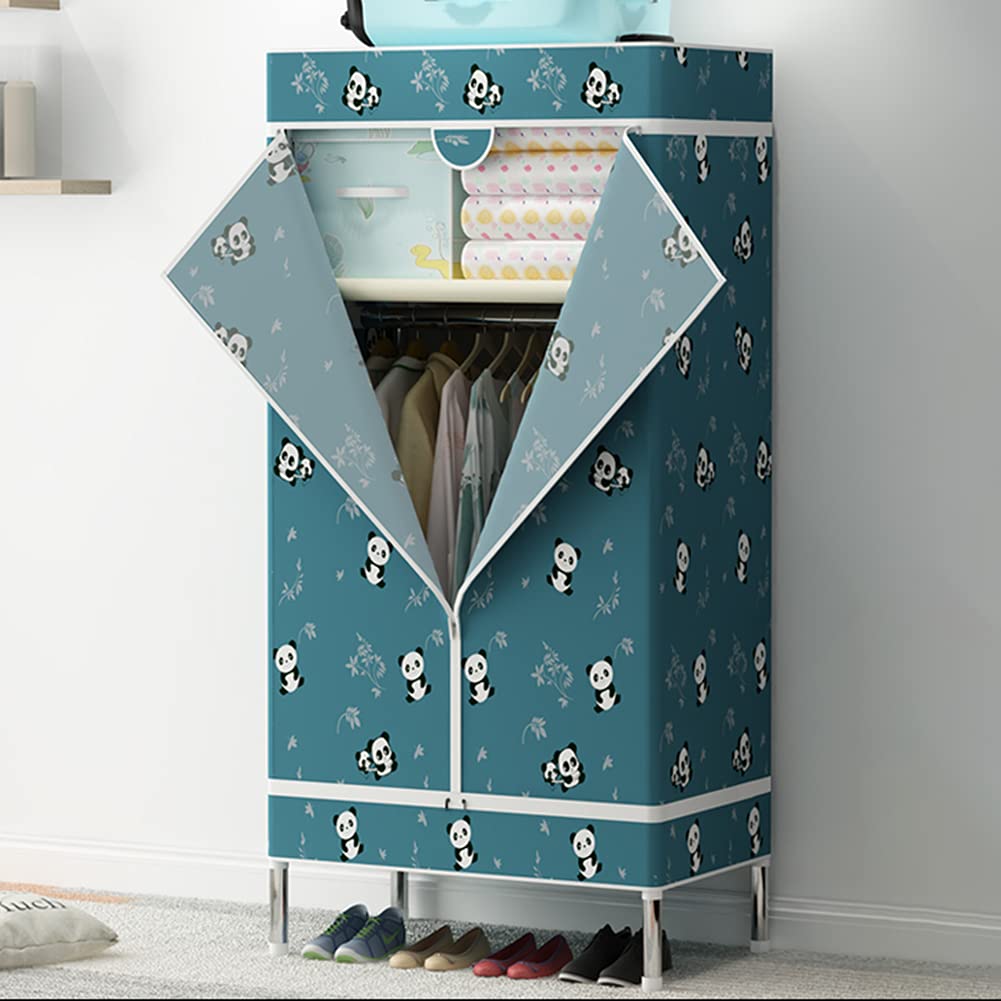 AKDXM Portable Non-Woven Clothes Storage Cabinet with Hanging Rods - Foldable Standing Closet Organizer, Heavy-Duty Fabric Cover, Easy Assembly (Dark Green, 75x45x166cm) - Perfect for Bedroom, Closet, Dormitory & Travel Storage