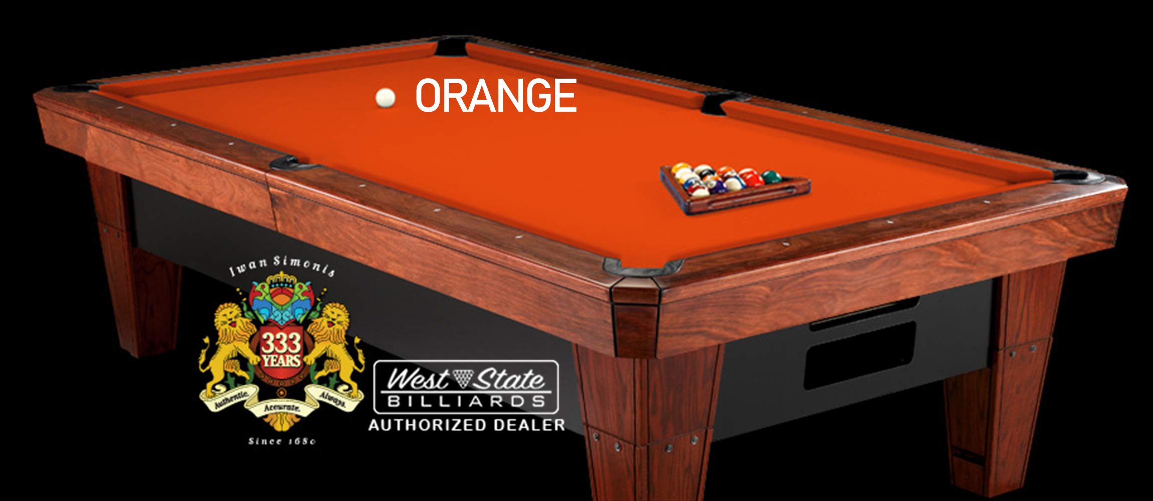 Premium Simonis 860 Pool Table Cloth Replacement Kit for 8 FT Tables - Includes Precut Bed & Rail Cloth, Horsehair Brush, Spots & Chalk (Orange) | Professional Billiard Accessories for Home Game Rooms & Bars