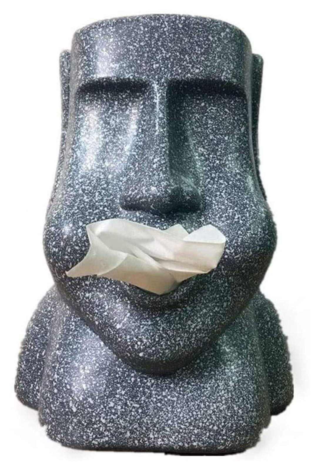 Easter Island Moai Stone Portrait Tissue Box Cover - Creative Decorative Tissue Holder with 3D Face Design for Home, Office & Bathroom Decor