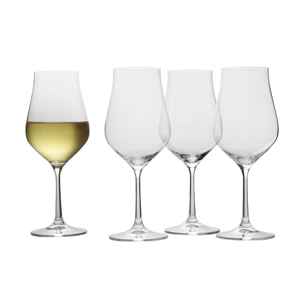 Grace Set of 4 Elegant White Wine Glasses - Premium Crystal Clear Glassware for Chardonnay, Sauvignon Blanc & Riesling - Perfect for Dinner Parties, Weddings & Romantic Date Nights