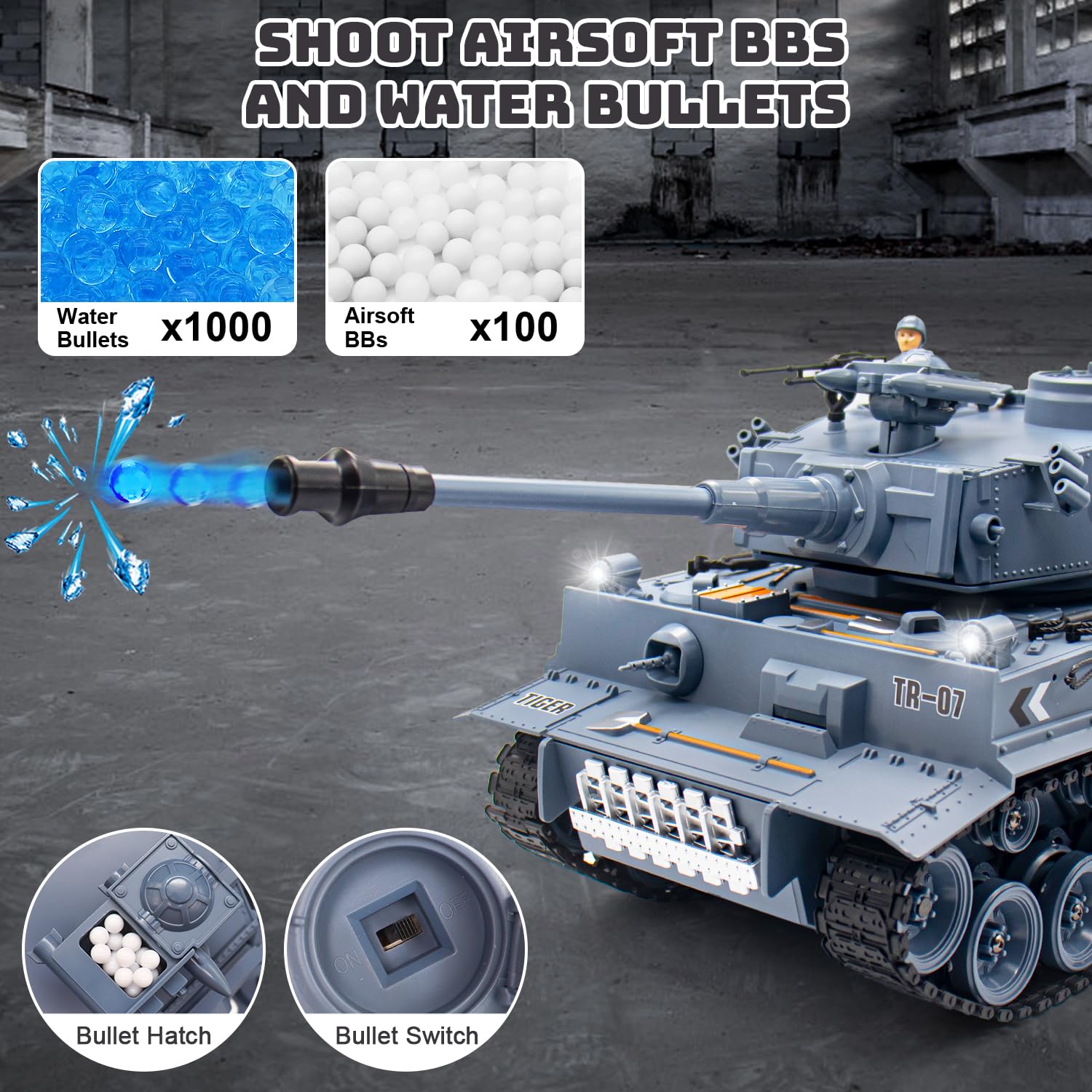 1/18 Scale German Tiger RC Tank - Remote Control Military Toy with BB Shooting, 23 Channels, Lights, Sound & Smoke | Realistic Battle Simulation for Kids & Adults | Perfect for War Games, Collecting & Outdoor Play
